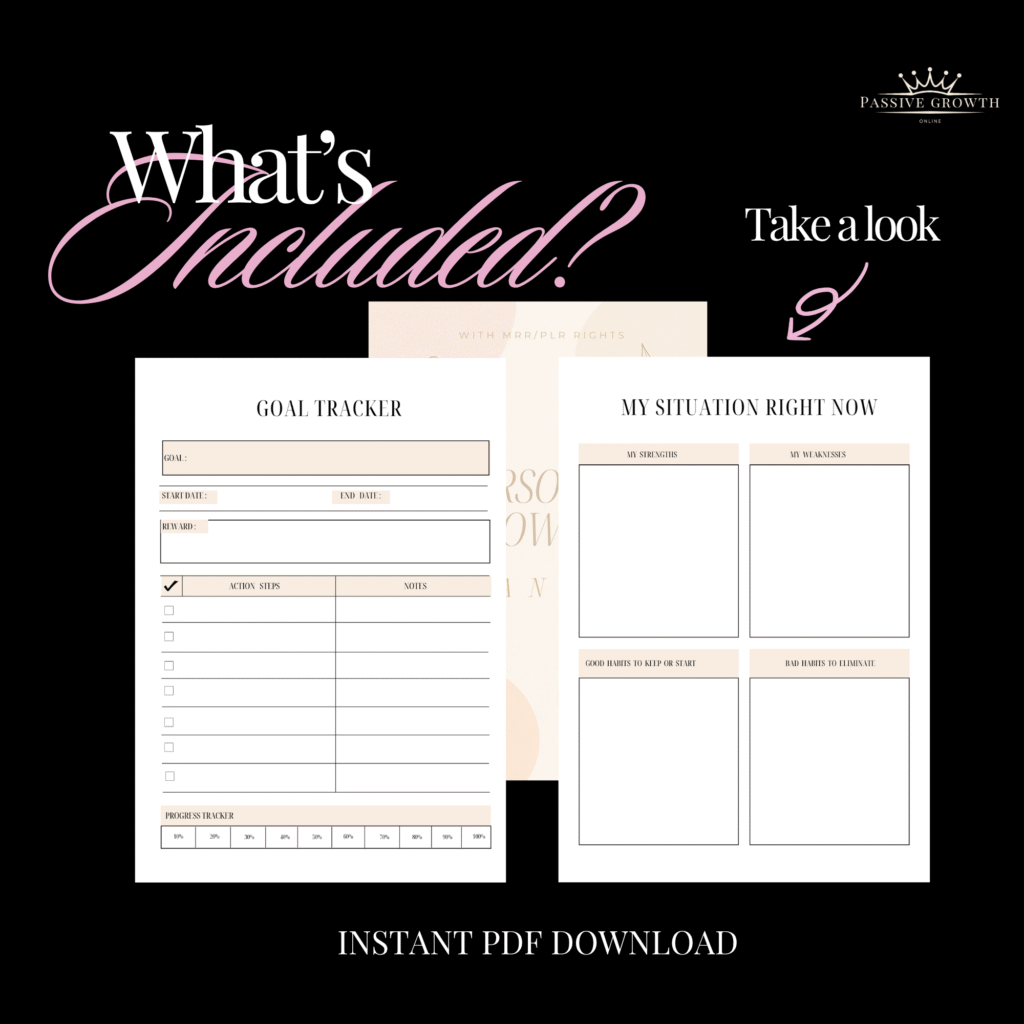 Internal Layout Personal Growth Planner | Canva Editable Template | MRR PLR