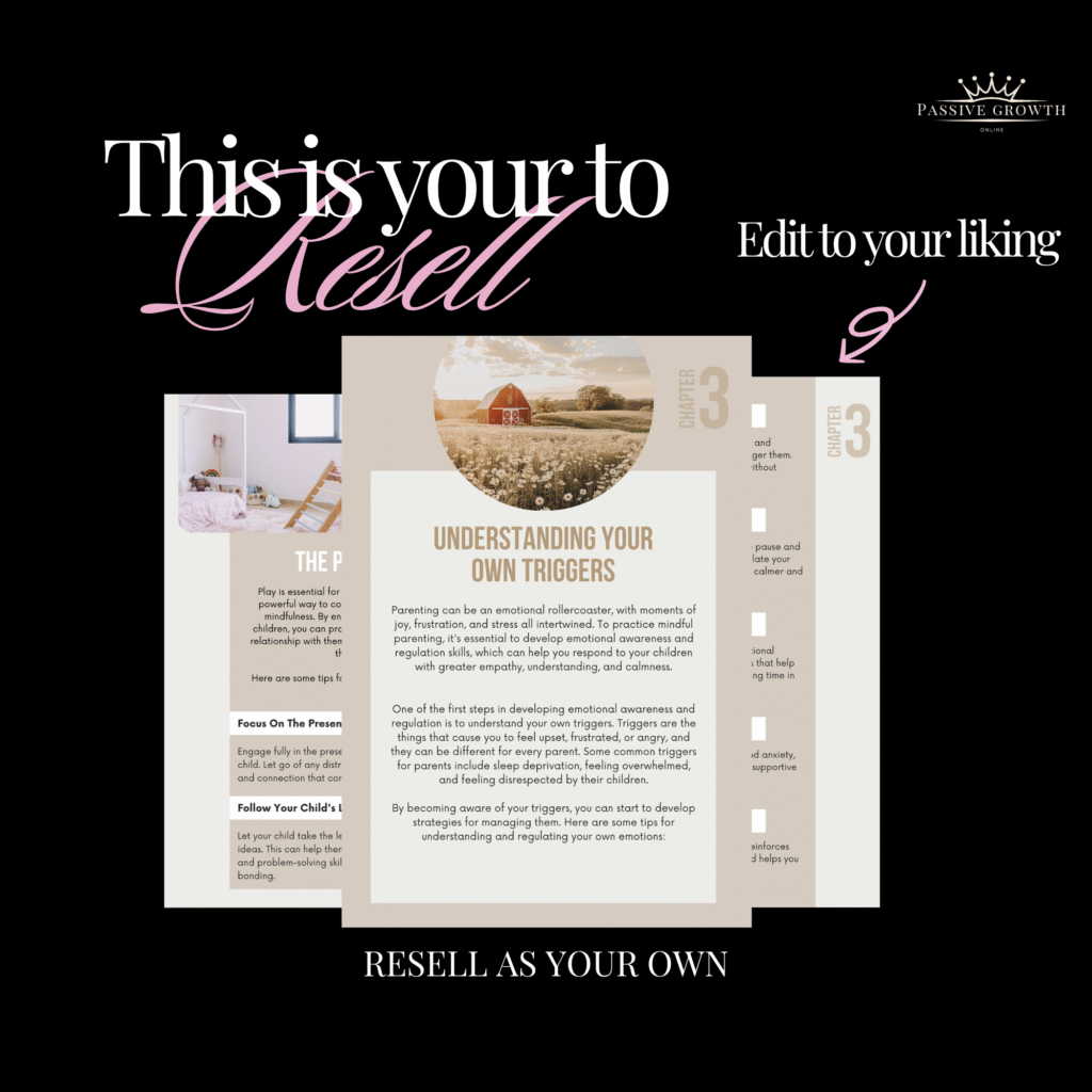 Reselling Instructions Mindful Pareting Workbook | MRR PLR
