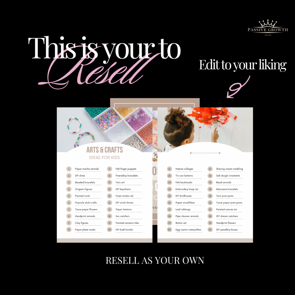 Reselling Instructions 100 Art & Crafts | MRR PLR